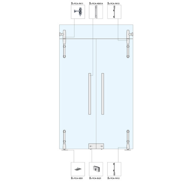 Распашные двери с фрамугой для перегородки WS103
